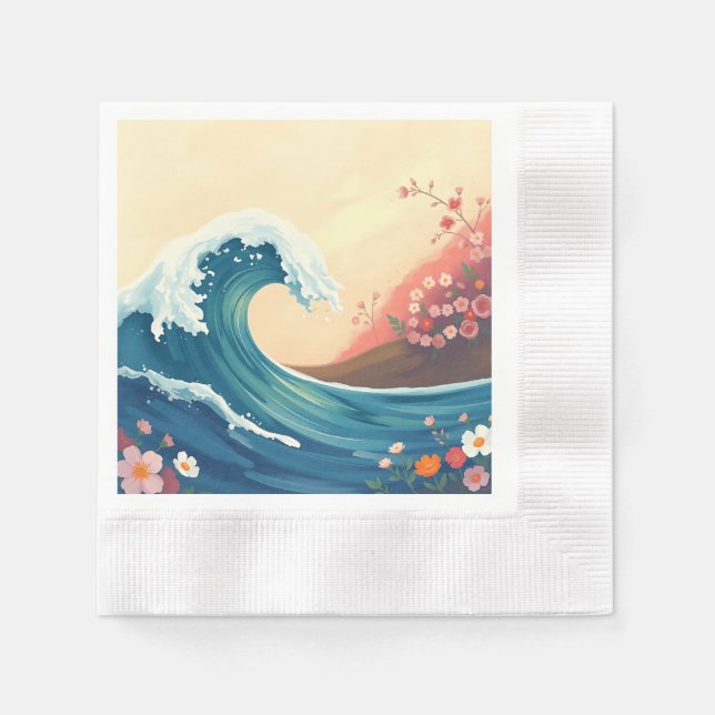 Guardanapo De Papel Onda Oceânica Impressionista (Frente)