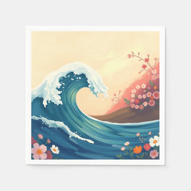Guardanapo De Papel Onda Oceânica Impressionista (Frente)