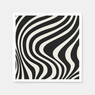 Guardanapo De Papel Ondas de estilo retrô preto e branco