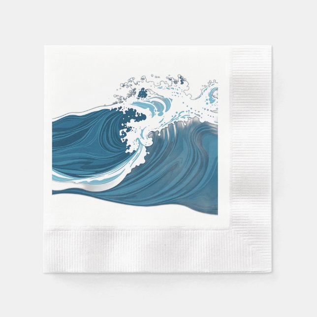 Guardanapo De Papel Ondas do Oceano Azul Monocromático (Frente)