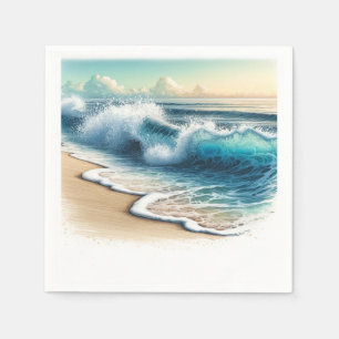 Guardanapo De Papel Ondas do Oceano Caindo Rústico Casamento na Praia