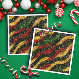 Guardanapo De Papel Ondas Negras Amarelas Vermelhas de Brilho Festivo