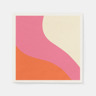 Guardanapo De Papel Ondas Simples - Rosa, Laranja e Creme