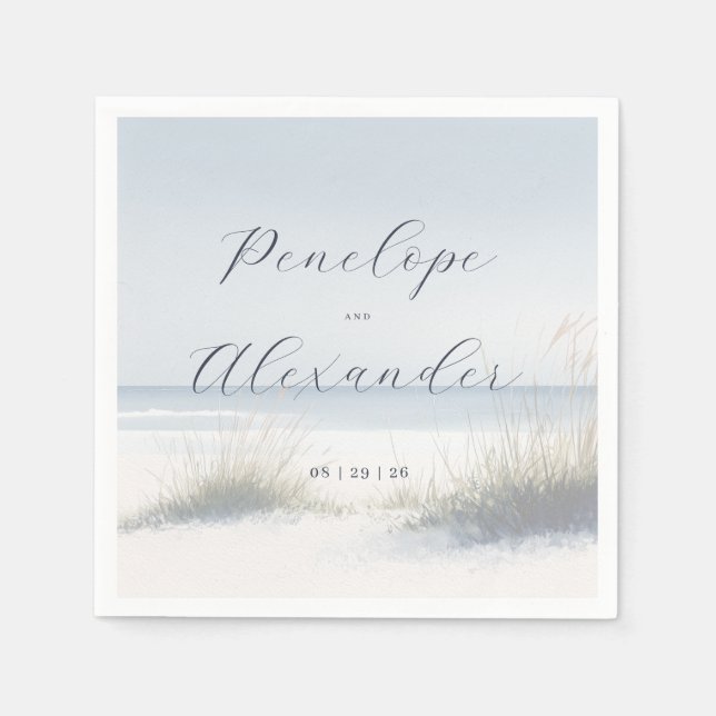 Guardanapo De Papel Ondas Tranquilas de Praia em Pastel (Frente)
