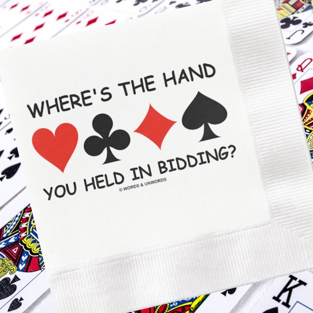 Guardanapo De Papel Onde está a mão que deteve no lance? Jogo da ponte (Humorous bridge query paper napkin for your next bridge event that will get a lot of laughs!)