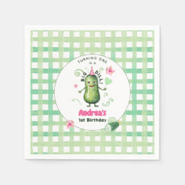 Guardanapo De Papel One Big Dill Pickle First Birthday Pink