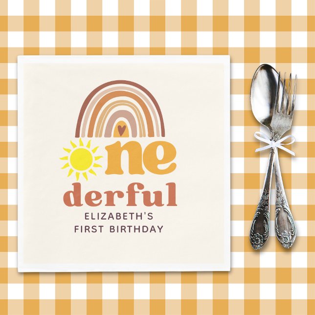 Guardanapo De Papel One - Derful Retro First Birthday with Boho Style (Criador carregado)