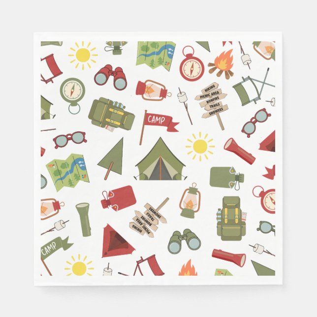 Guardanapo De Papel One Happy Camper Boys Birthday  (Frente)