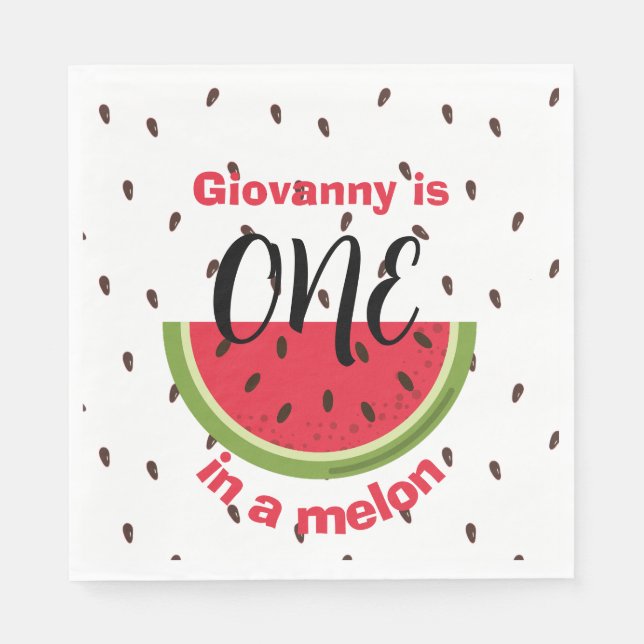 Guardanapo De Papel One in a Melon 1st Birthday Party (Frente)
