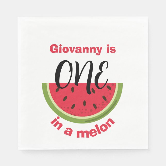 Guardanapo De Papel One in a Melon 1st Birthday Party (Frente)