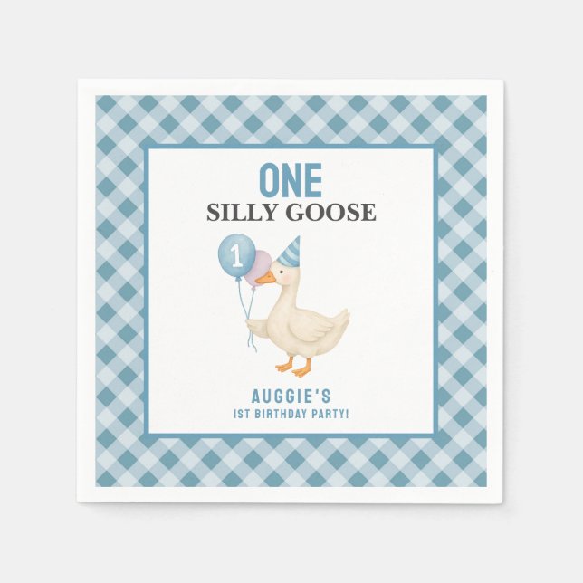 Guardanapo De Papel One Silly Goose 1st Birthday (Frente)