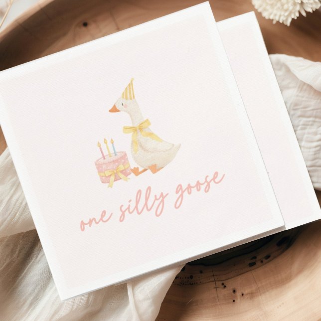 Guardanapo De Papel One Silly Goose 1st Birthday (Criador carregado)