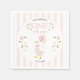 Guardanapo De Papel One Silly Goose Girl 1st Birthday Pink