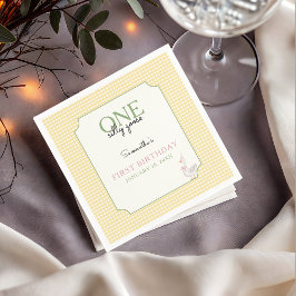 Guardanapo De Papel One Silly Goose Pink and Gingham 1st Birthday