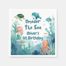 Oneder o Mar Cute Aquarela 1º Aniversário
