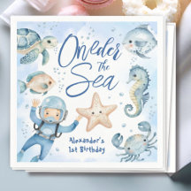 ONEder O Mar | Menino 1º aniversário Fofo Oceano 