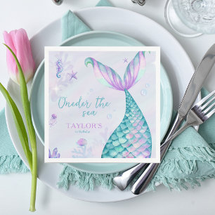 Guardanapo De Papel Oneder the Sea Mermaid primeiro aniversario girl