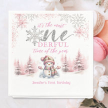 ONEderland de Inverno Menina Rosa Aniversário de 1
