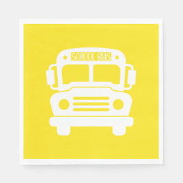 Guardanapo De Papel Ônibus da escola branca em fundo amarelo