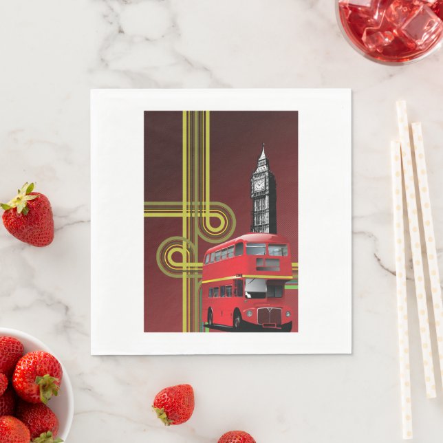 Guardanapo De Papel Ônibus de dois andares de Londres e Big Ben (Insitu)