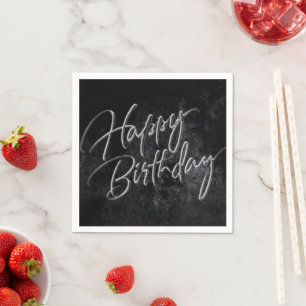 Guardanapo De Papel Onyx Black Velvet Grunge Happy Birthday Script