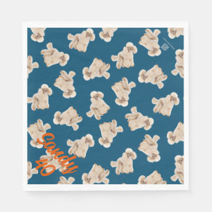 Guardanapo De Papel Oodles De Poodles (Branco sobre Azul) Partido Napk