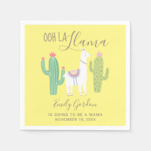 Ooh La Llama Chá de fraldas Amarelo branco simples