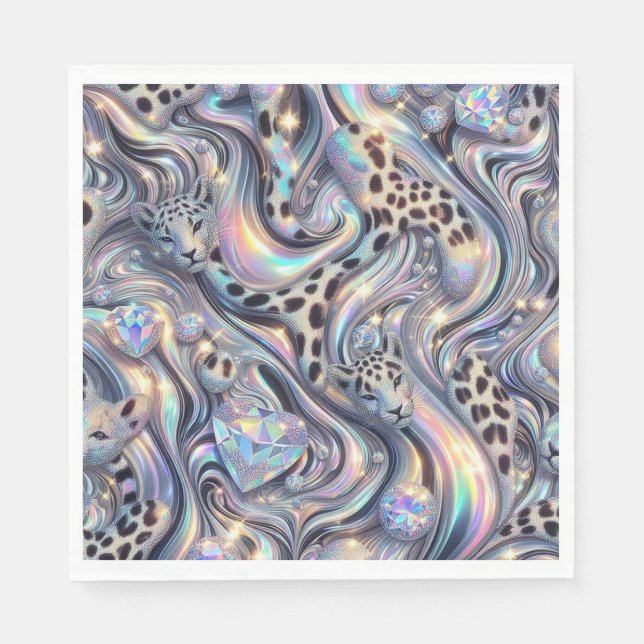 Guardanapo De Papel Opal Leopard Print Luxury Napkins (Frente)