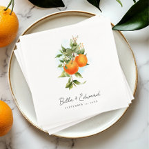 Orange Botanical Boho Wedkins Napkins