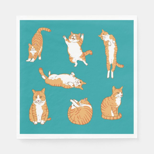 Guardanapo De Papel Orange Cats Engraçado (Frente)