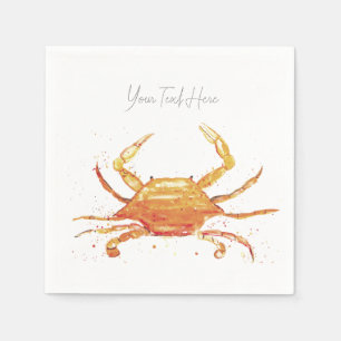 Guardanapo De Papel Orange Crab Blue Vintage Boho Beach Party