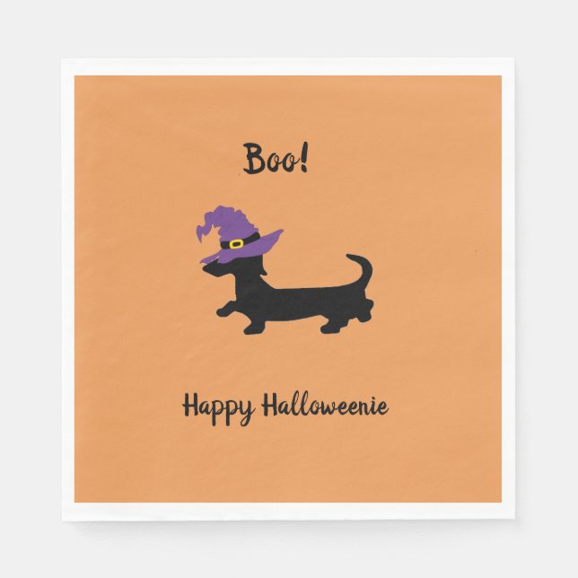 Guardanapo De Papel Orange Dachshund Halloween Paper Napkins (Frente)