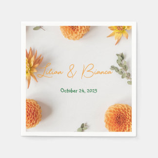 Guardanapo De Papel Orange Dahlia Summer Wedding Napkins