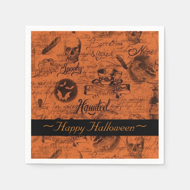Guardanapo De Papel Orange e Black Halloween Napkins (Frente)