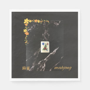 Guardanapo De Papel Orange floral mahjong napkin