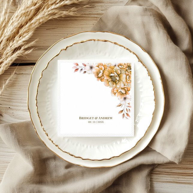 Guardanapo De Papel Orange Floral Wedding (Criador carregado)