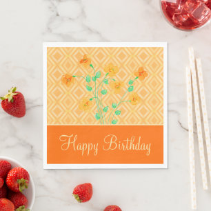 Guardanapo De Papel Orange floresceu Feliz Papel de Aniversário Napki