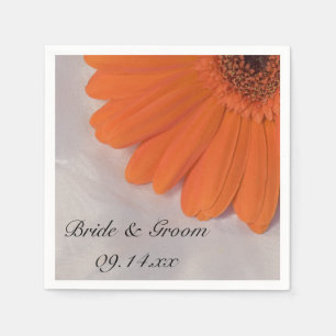 Guardanapo De Papel Orange Gerber Daisy e White Satin Wedding