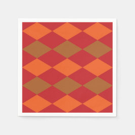 Guardanapo De Papel Orange Green Checkered Diamond Standard Party