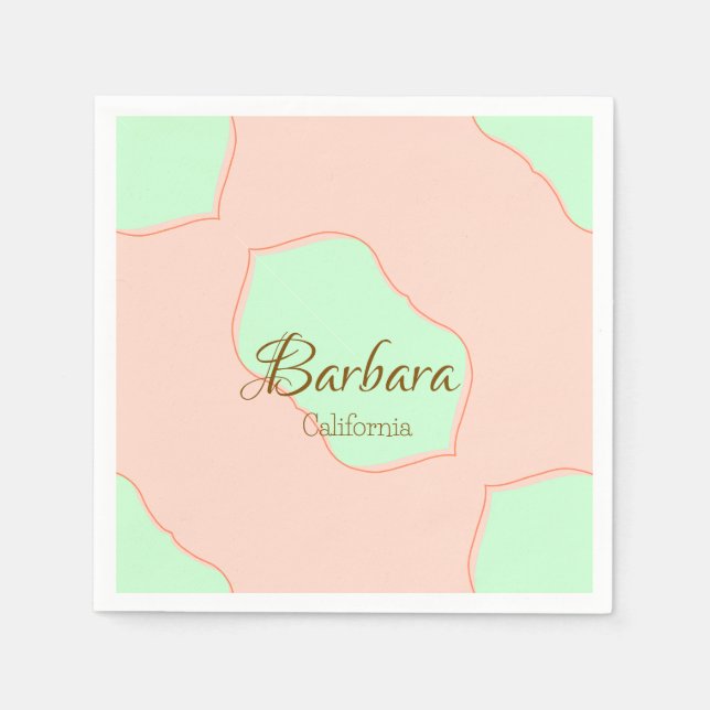 Guardanapo De Papel Orange green pastel boho add name place rustic ele (Frente)