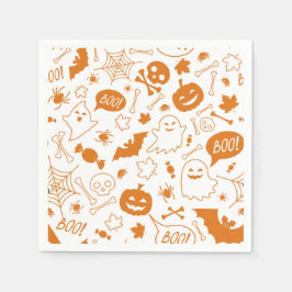 Guardanapo De Papel Orange Halloween Pattern Happy Halloween Art