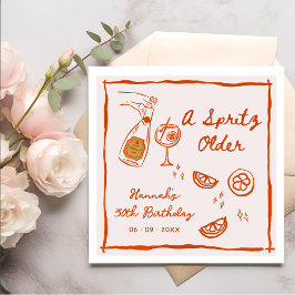 Guardanapo De Papel Orange Hand Drawn A Spritz Older Birthday Party