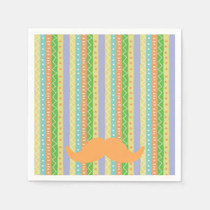 Guardanapo De Papel Orange Mustache Fiesta Green Yellow Divertido Seño