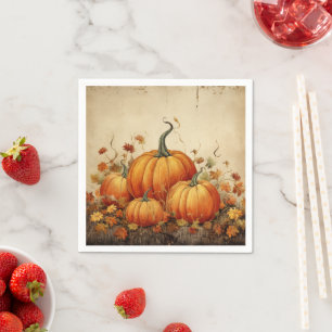 Guardanapo De Papel Orange Pumpkins Rustic Autumn
