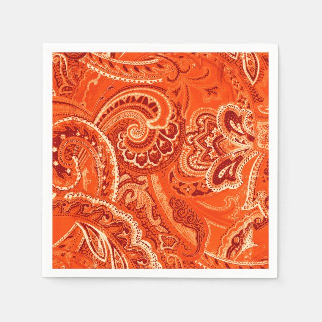 Guardanapo De Papel Orange Retro Paisley Bandanna/Bandana (Frente)