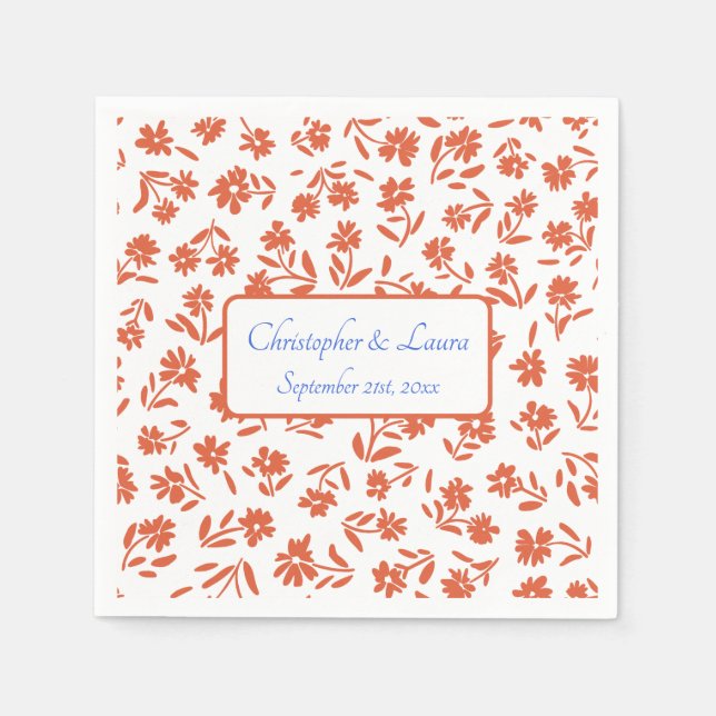 Guardanapo De Papel Orange Verona Sunset Floral Wedding (Frente)