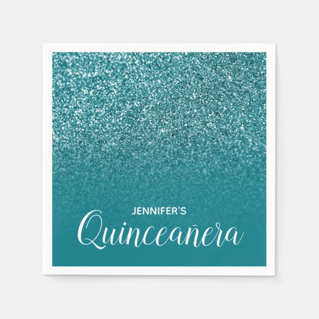 Guardanapo De Papel Órbre de Coleta Azul Quinceanera (Frente)