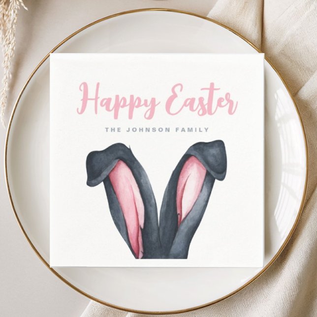 Guardanapo De Papel Orelhas de Coelho Fofo Feliz Páscoa (Cute Bunny Ears Happy Easter Napkins)