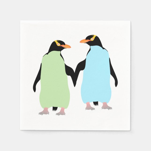 Guardanapo De Papel Orgulho gay Pinguins Segurando Mãos (Frente)