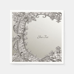 Guardanapo De Papel Ornamentado de Prata Moderno Napkins
